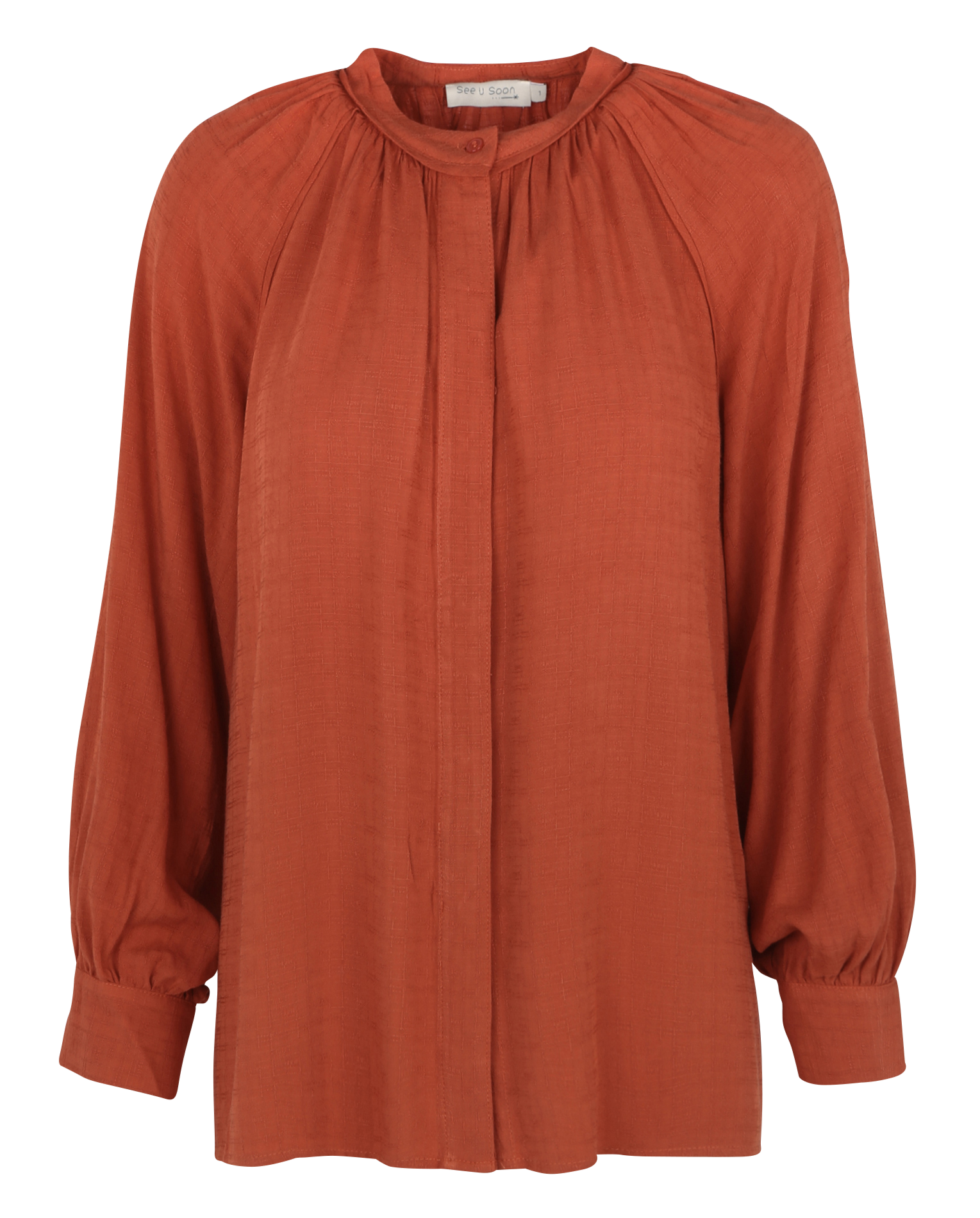 Chemise ample à col mao | Orange