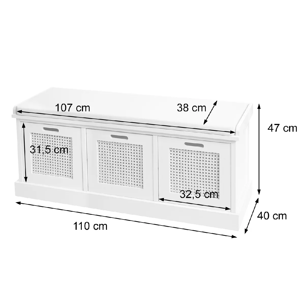 Mendler Banc HWC-J49 - Marron/Noir
