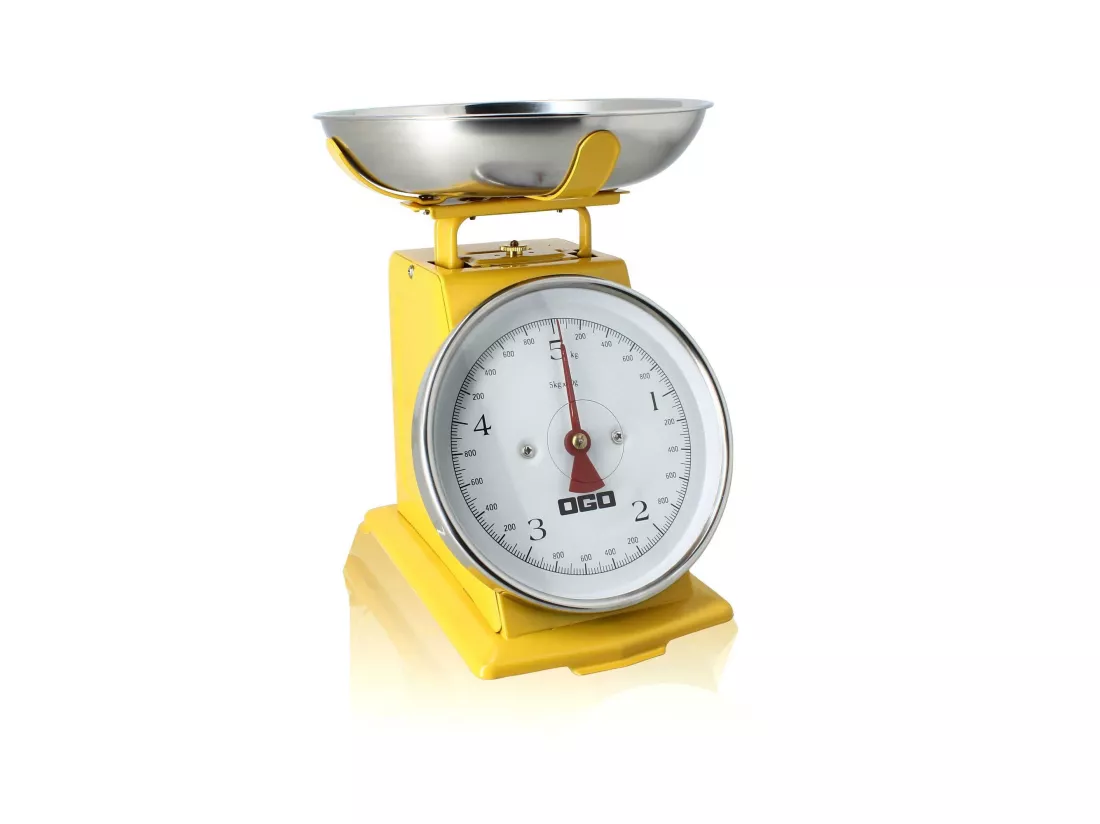 Ogo Living - Balance Mecanique En Acier Inoxydable Jaune 5kg Graduation 20g