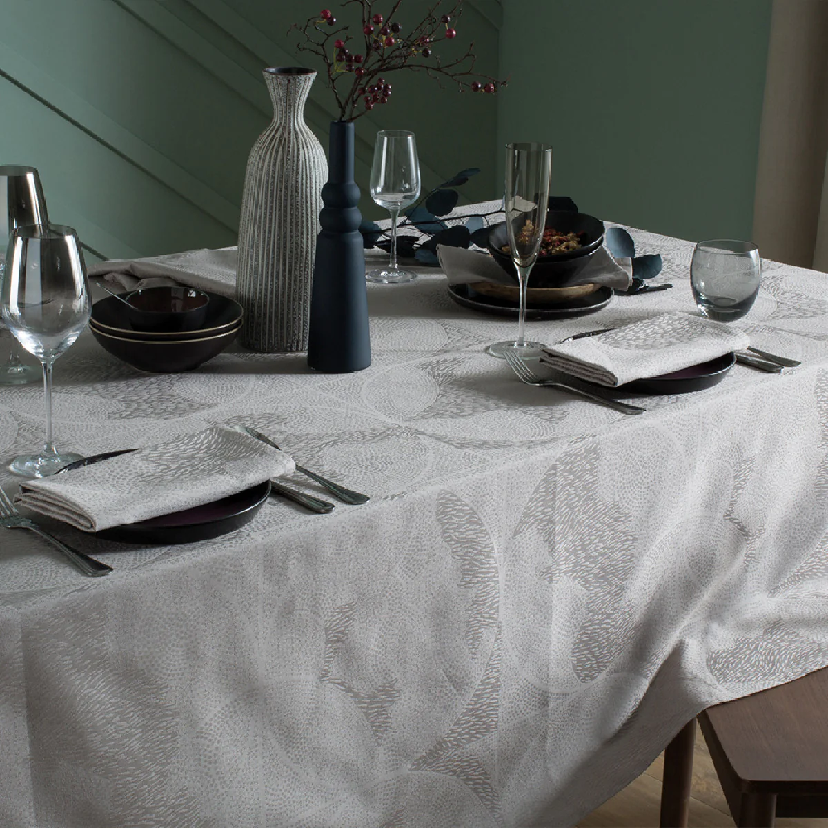 Nappe pur coton beige 155x225 Garnier Thiebaut