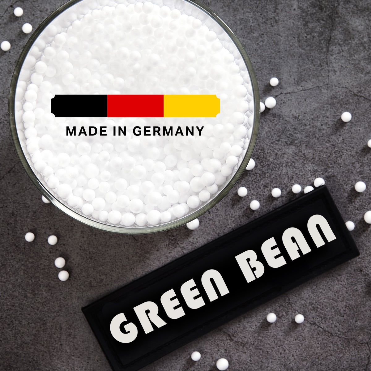 Green Bean 300 liter hoogwaardige EPS-korrels, gemaakt in Duitsland, voor vulling van zitzakken | Navulverpakking met piepschuimkorrels, kussenvulling, verpakkingsmateriaal, microkorrels, voedingskussen, piepschuimballen