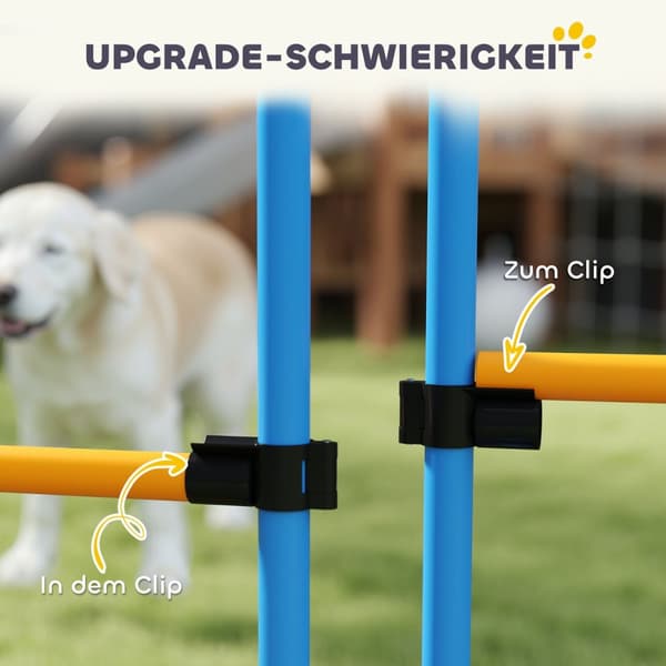 Dog Agility Sett 9 deler Agility utstyr for hundetrening Hekkesett med Slalåm Staver Hoop Hoop 2 Baller Høydejusterbar Hekk Koordinasjonstrening for s