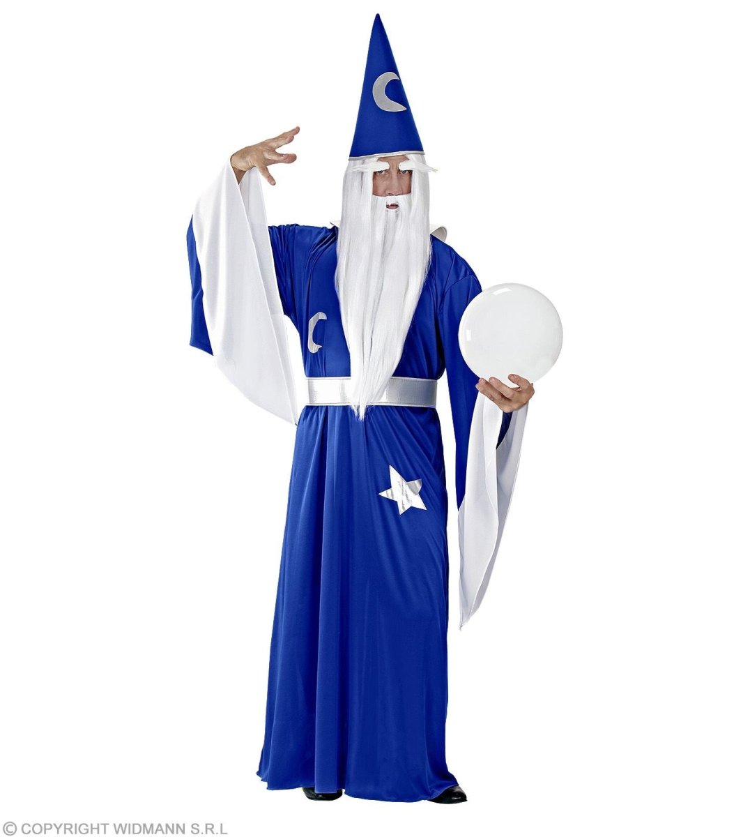 Tovenaar Kostuum Blauw Wit Heren