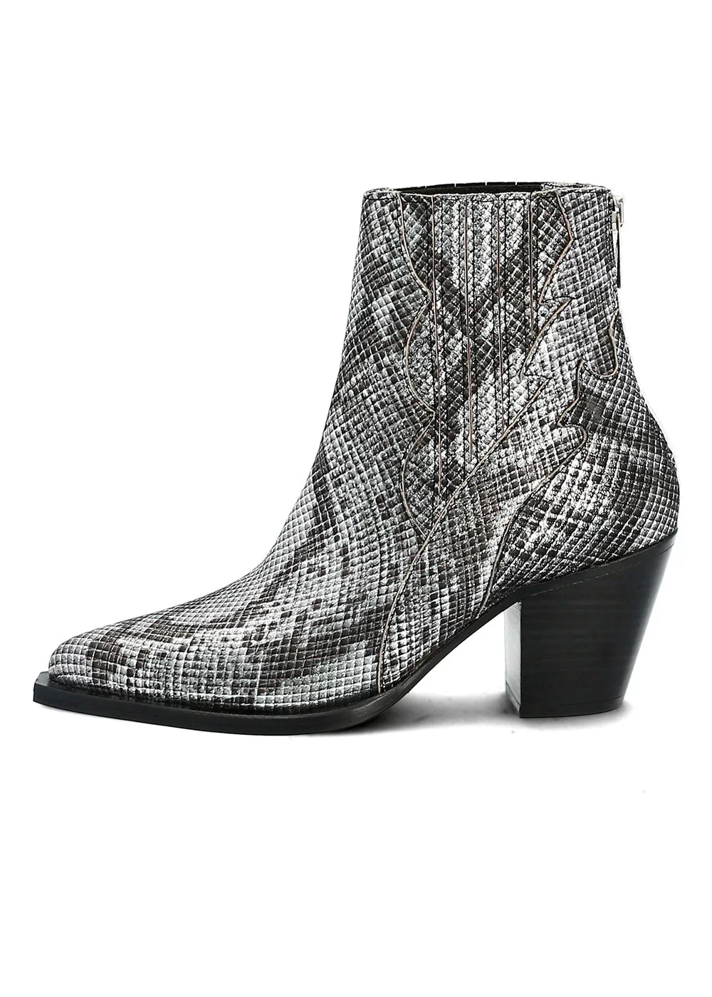 PHILOMENE CUIR IMPRIME PYTHON METALLISE GRIS