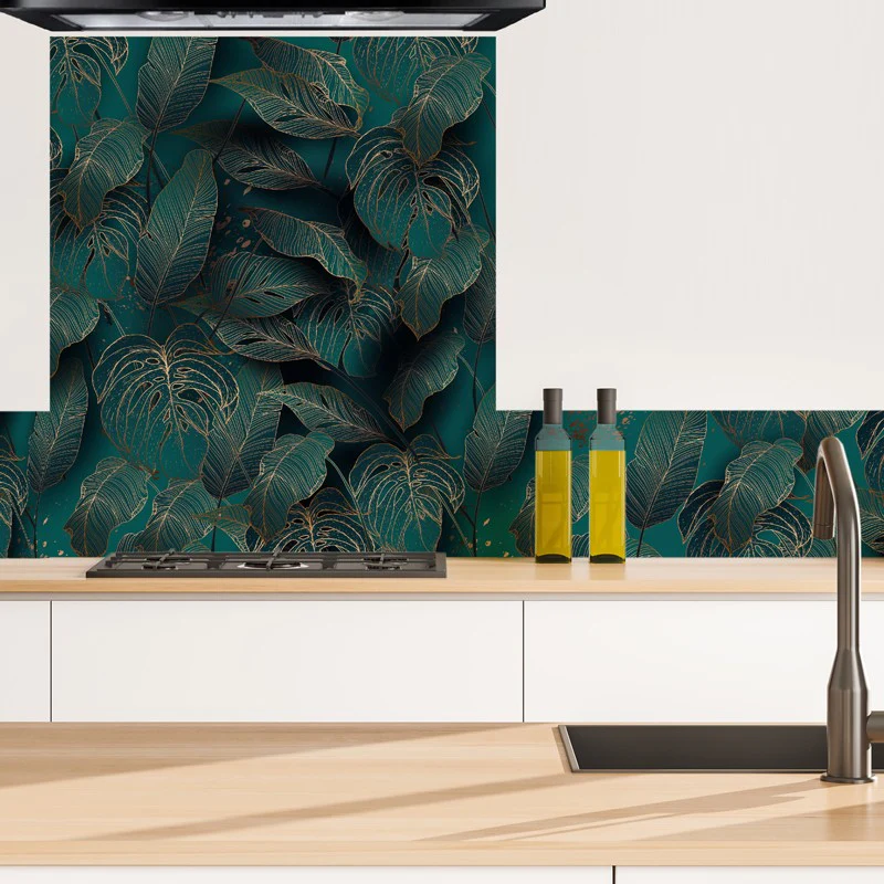 Crédence cuisine Fond de hotte ALU L 60xH 70cm - FOLIAGE 99deco