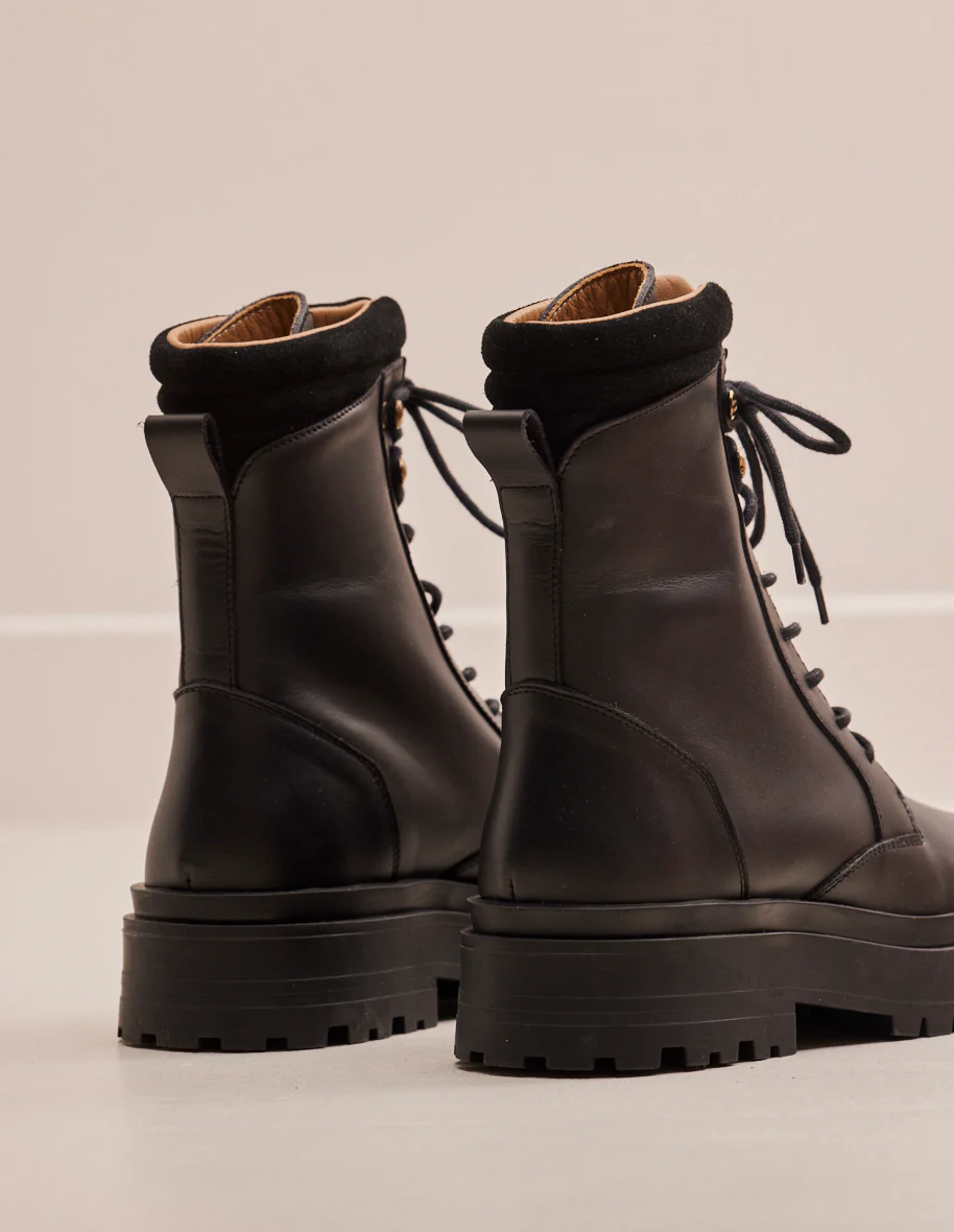 Bottines à lacets Tamara - Cuir noir