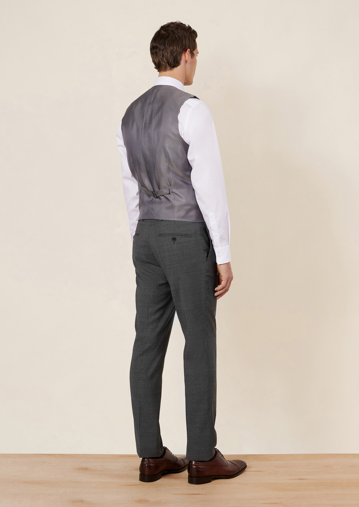 Pantalon coordonnable Regular en laine grise Prince de Galles