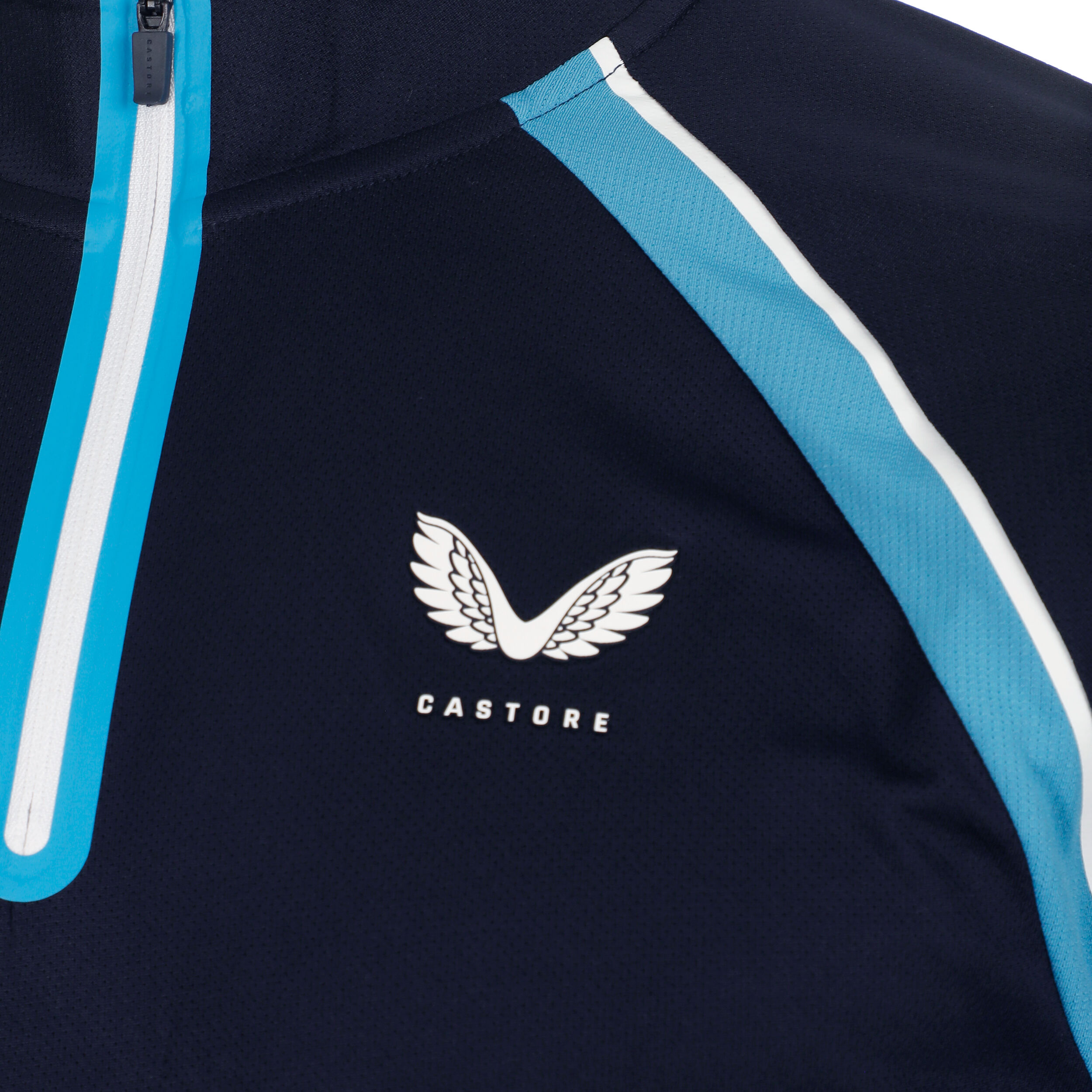 Castore Aeromesh 1/4 Zip Haut Manches Longues Hommes - Bleu Foncé