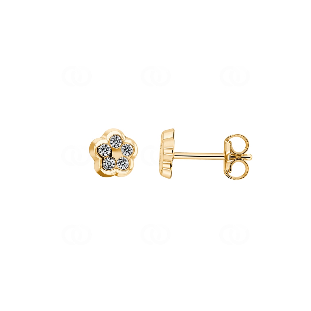 Ohrstecker 750/18 K Gelbgold Blume mit Zirkonia