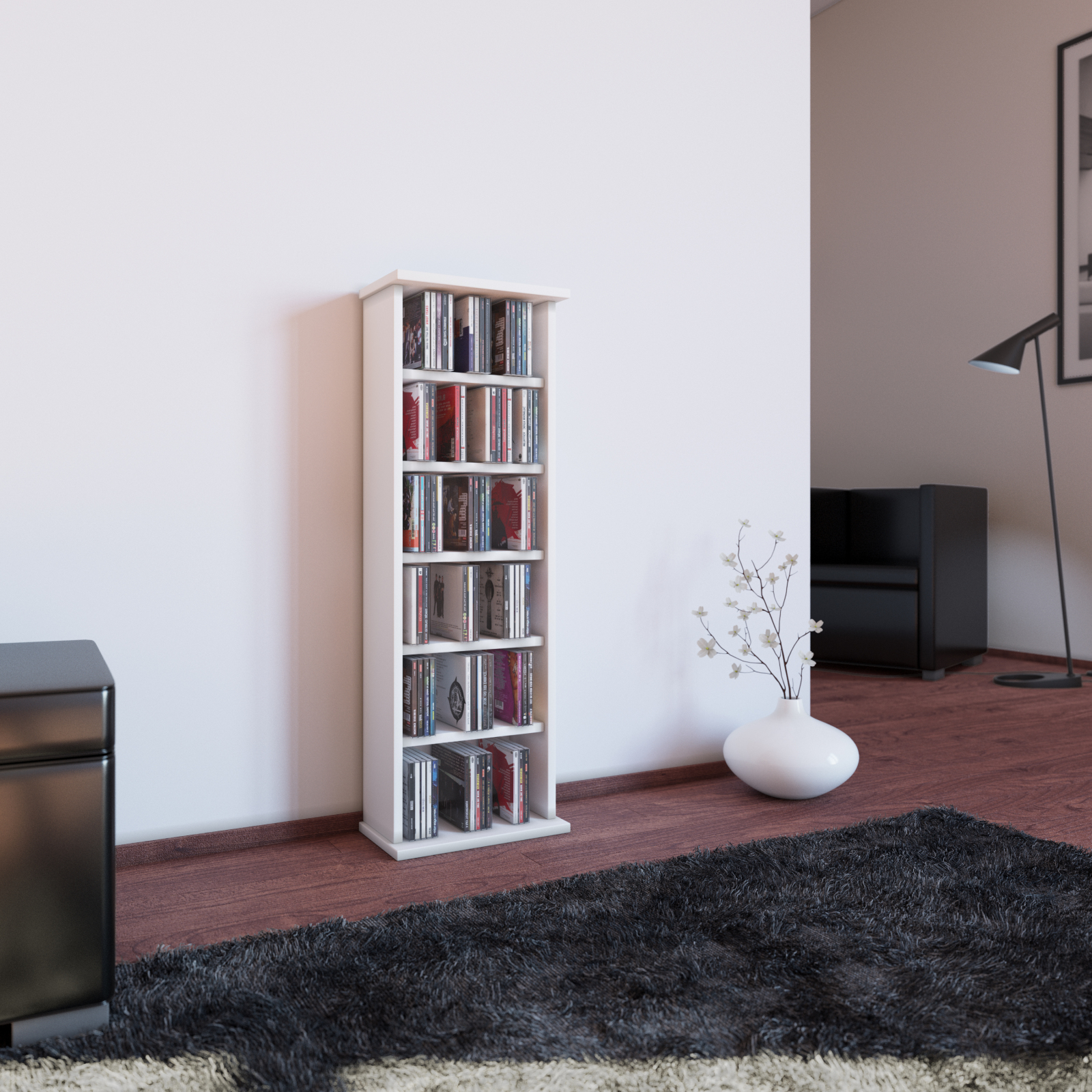 CD-Regal - weiß - 31 cm breit - für 150 CDs