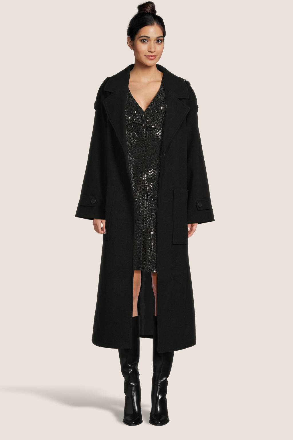 PIECES Maternity zwangerschapsjurk PMSIDDY met glitters zwart