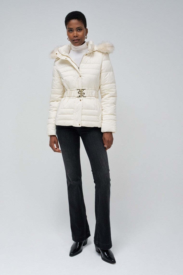 Salsa Steppjacke »Salsa Jeans Steppjacke Short Puffer Coat With Fur Hood«
