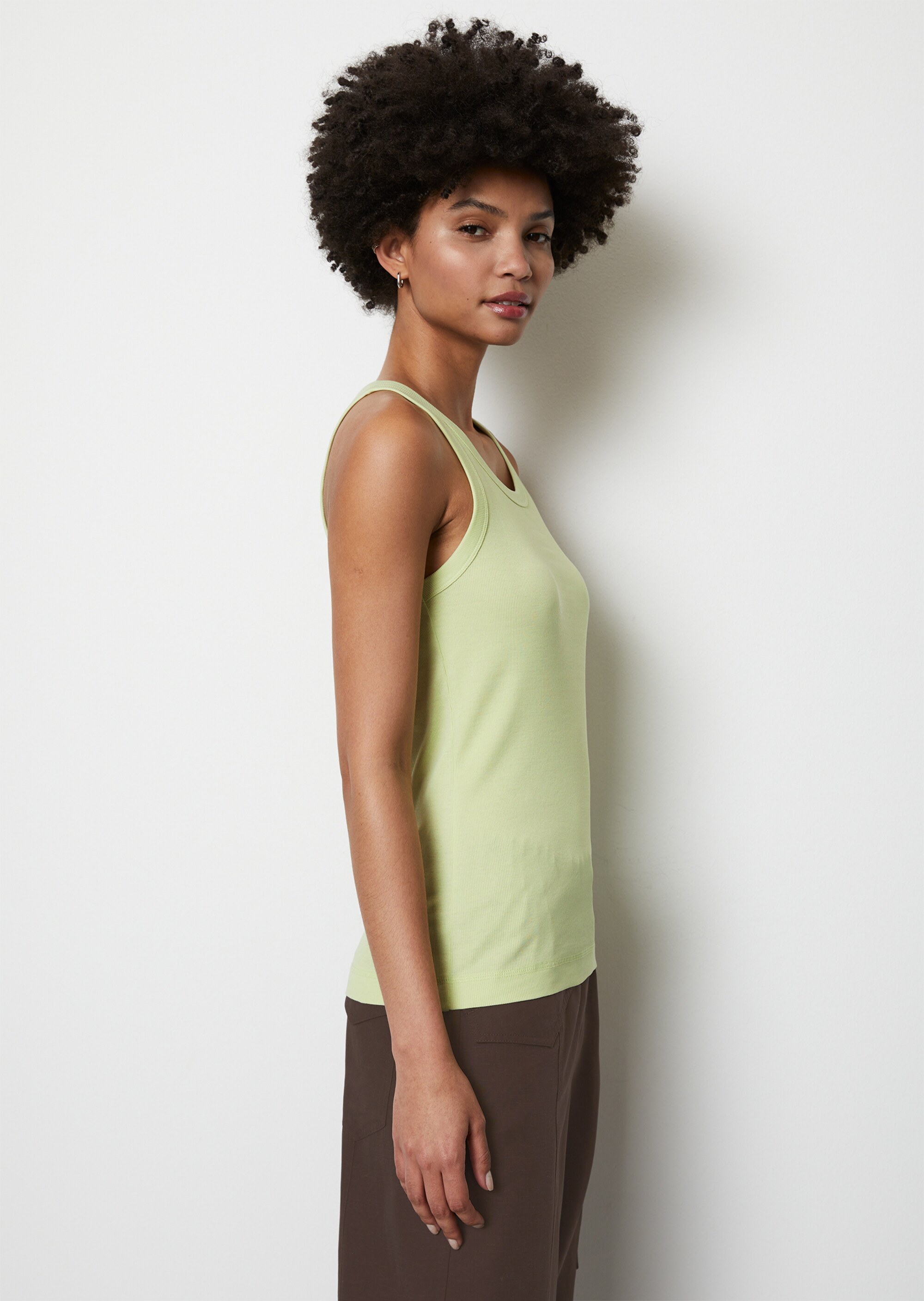 Tanktop mit feiner Rippstruktur aus elastischem Organic Cotton-Mix