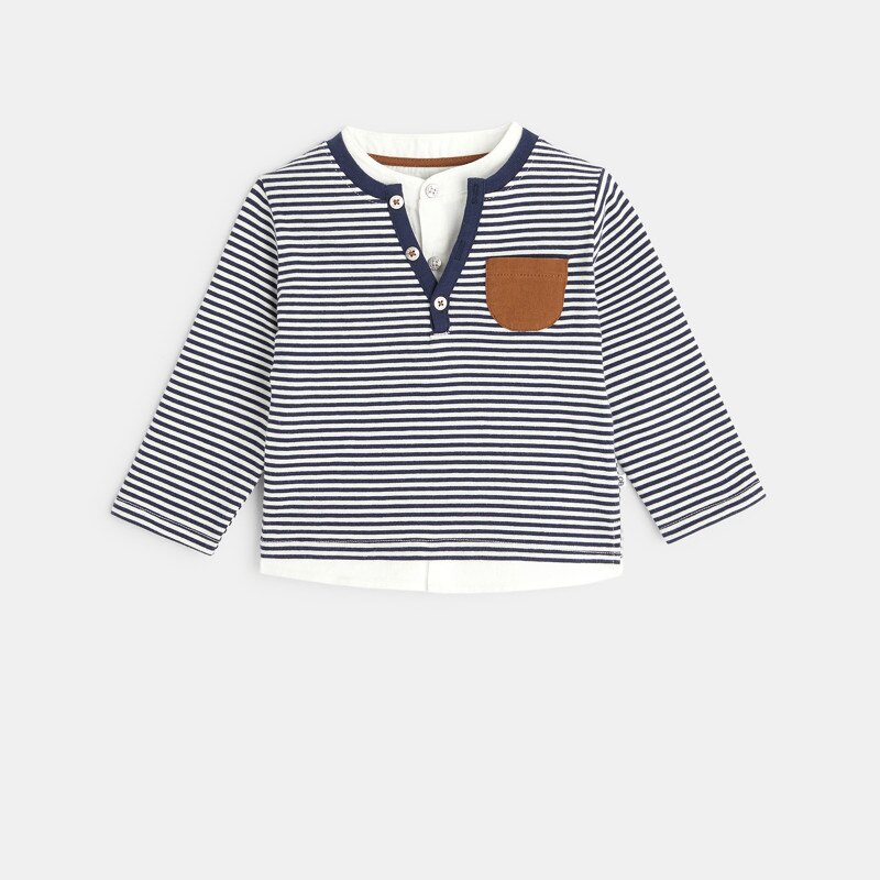 T-shirt tunisien rayé bleu bébé garçon Bleu