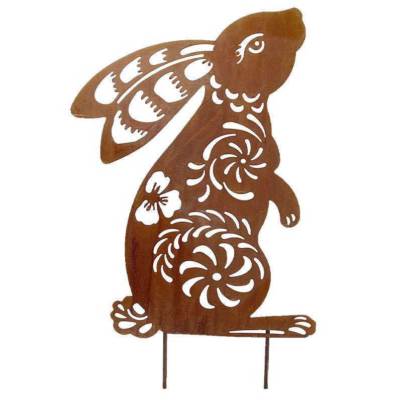 Silhouette déco jardin lapin 44x1x77cm
