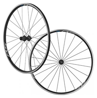 ROUES ROUTE 700 SHIMANO WH-RS100 NOIR 11V. COMPATIBLE 10V. DECO BLANC  (AVANT   ARRIERE)