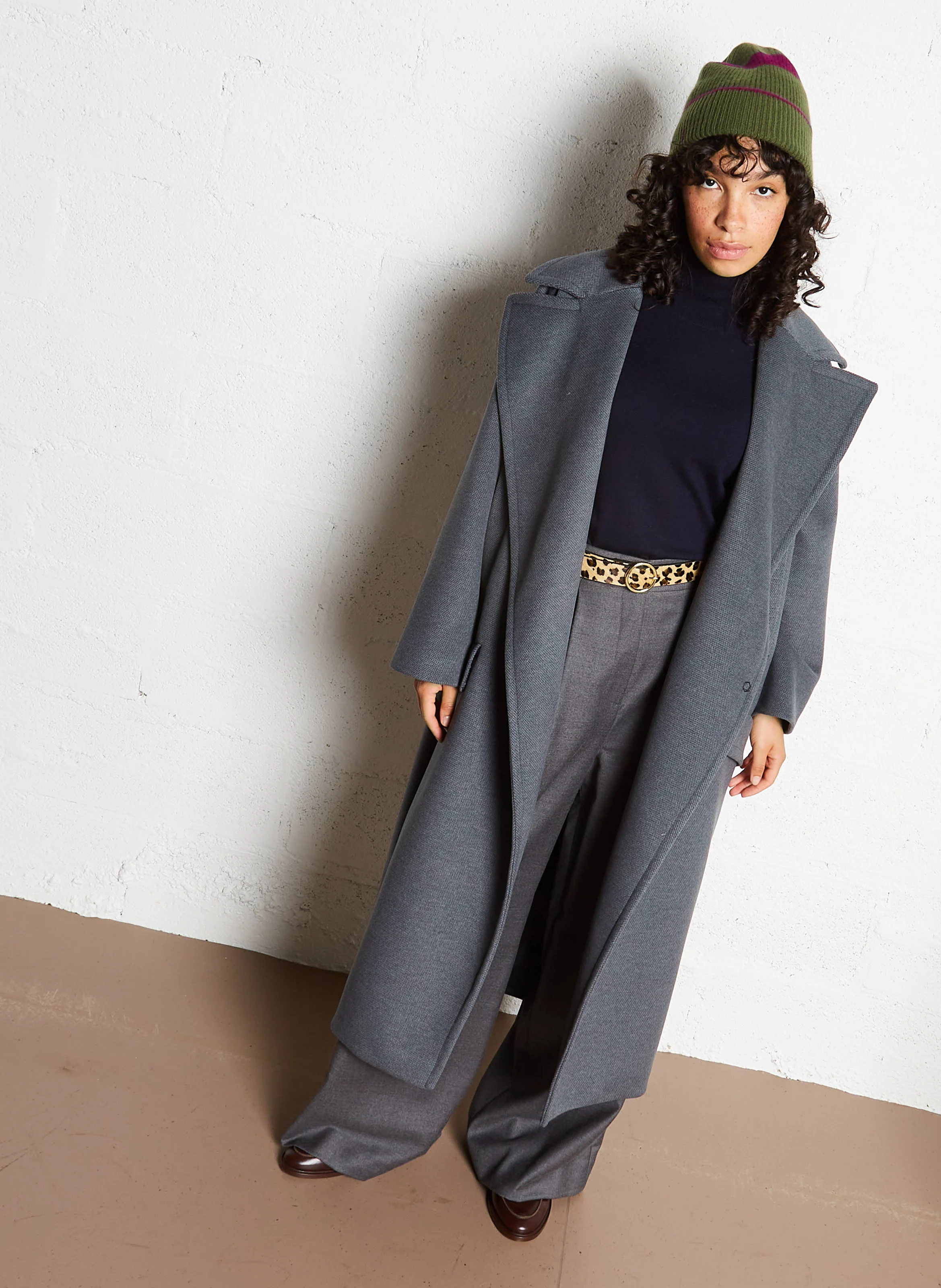 Manteau long ample| Gris