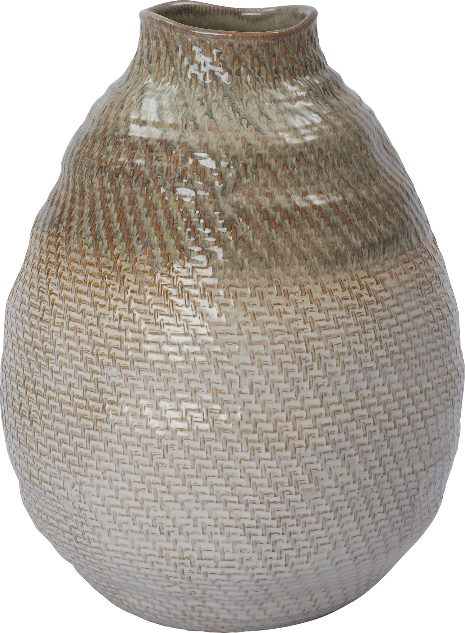 Intratuin vaas Ser groen / crème D 36,5 H 46,5 cm
