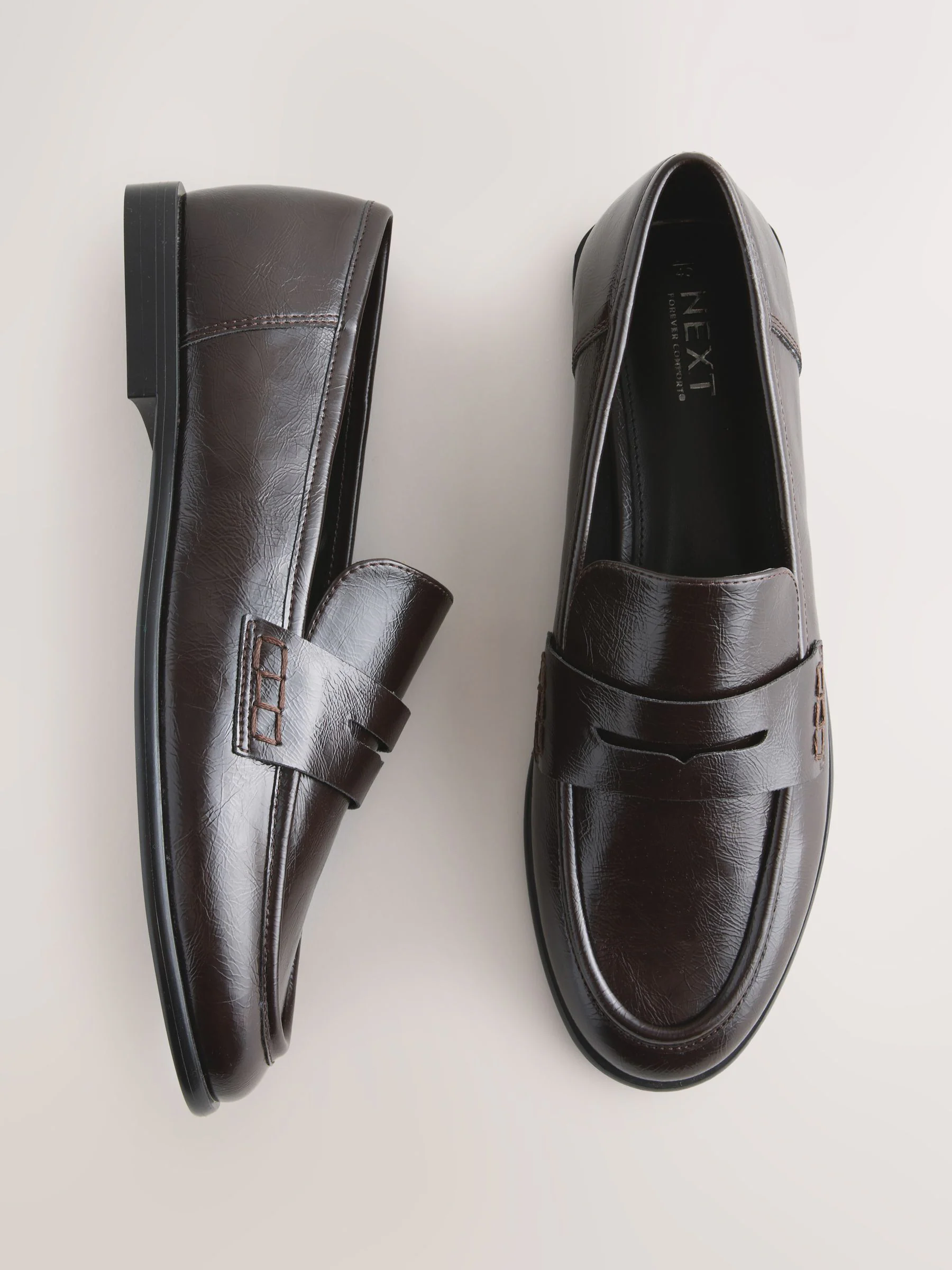Chocoladebruin - Forever Comfort® Penny loafers met ronde neus