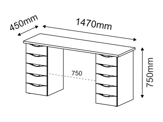 Bureau avec rangement panneaux de fibres blanc SIRIUS