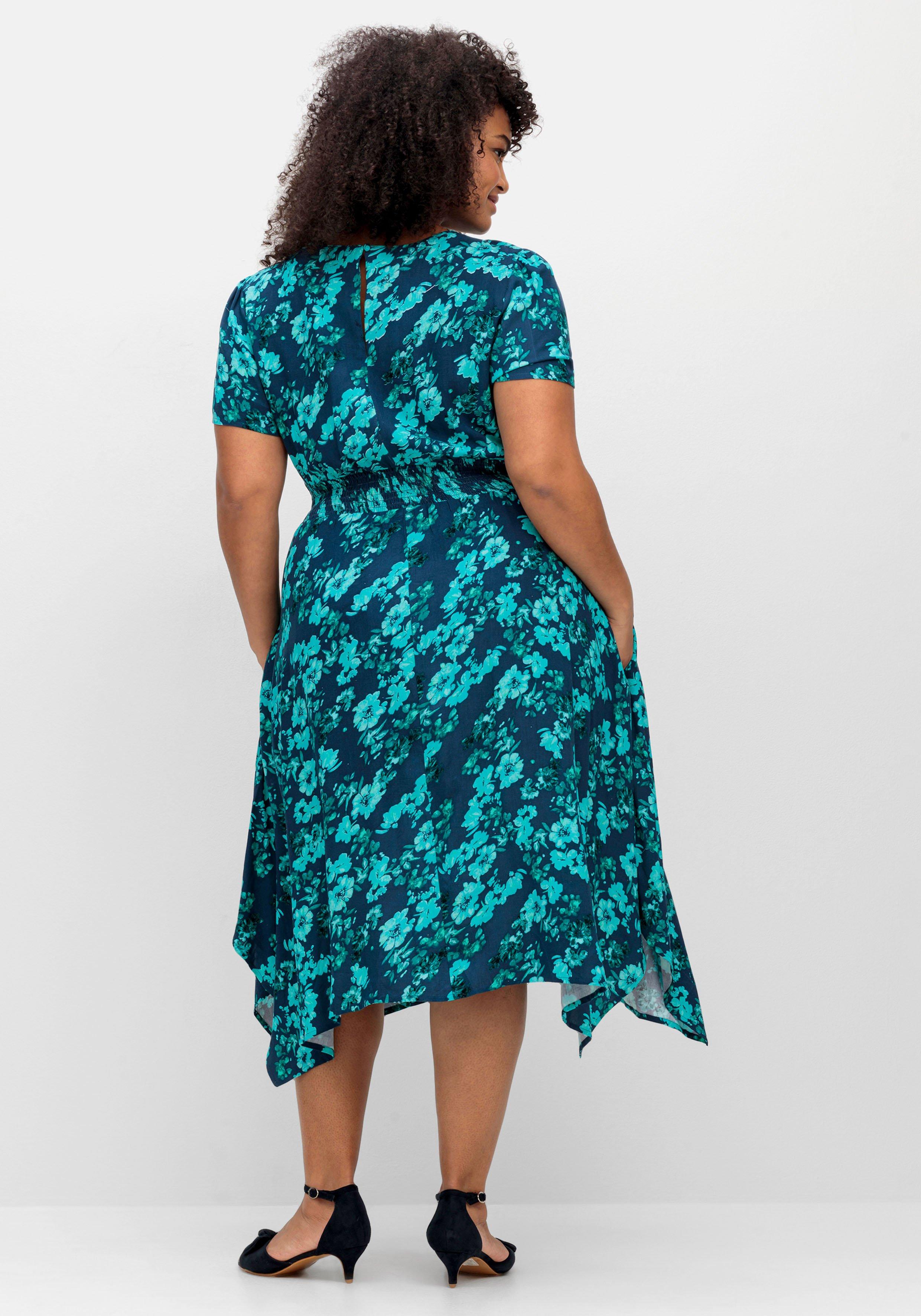 Kleid mit Blumendruck und Zipfelsaum