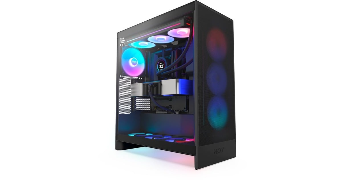 NZXTH7 Flow RGB (2024) midi tower behuizing  (Zwart | 2x USB-A | 1x USB-C | RGB | Tempered Glass)