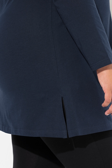 Longshirt, A-Linie, Tunika-Ausschnitt, Langarm