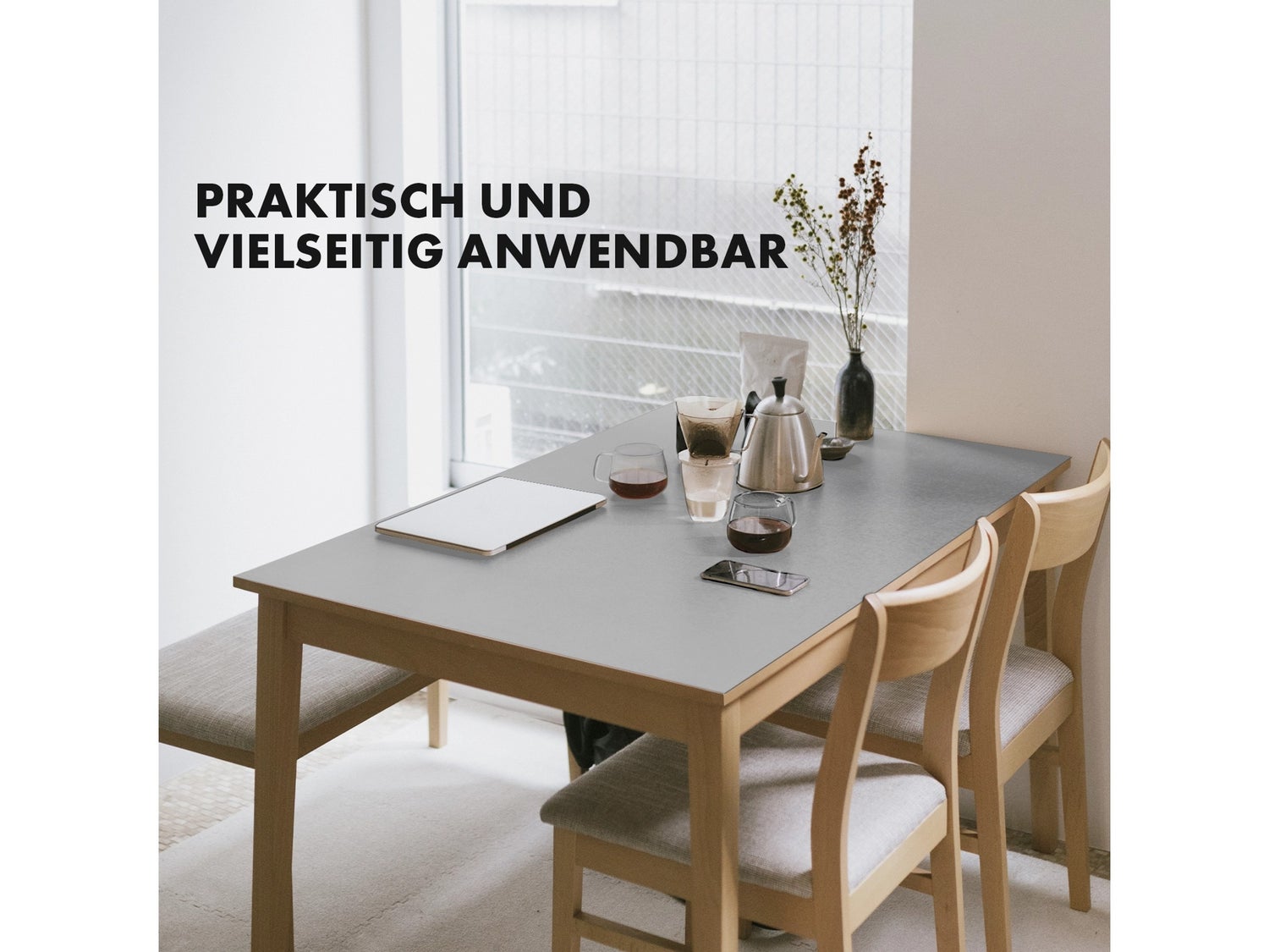 KARAT Tafelbeschermer Empire met afgeschuinde rand lichtgrijs 90 x 50 cm