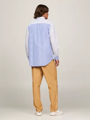 Camisa clássica de corte regular com listras em blocos de cores