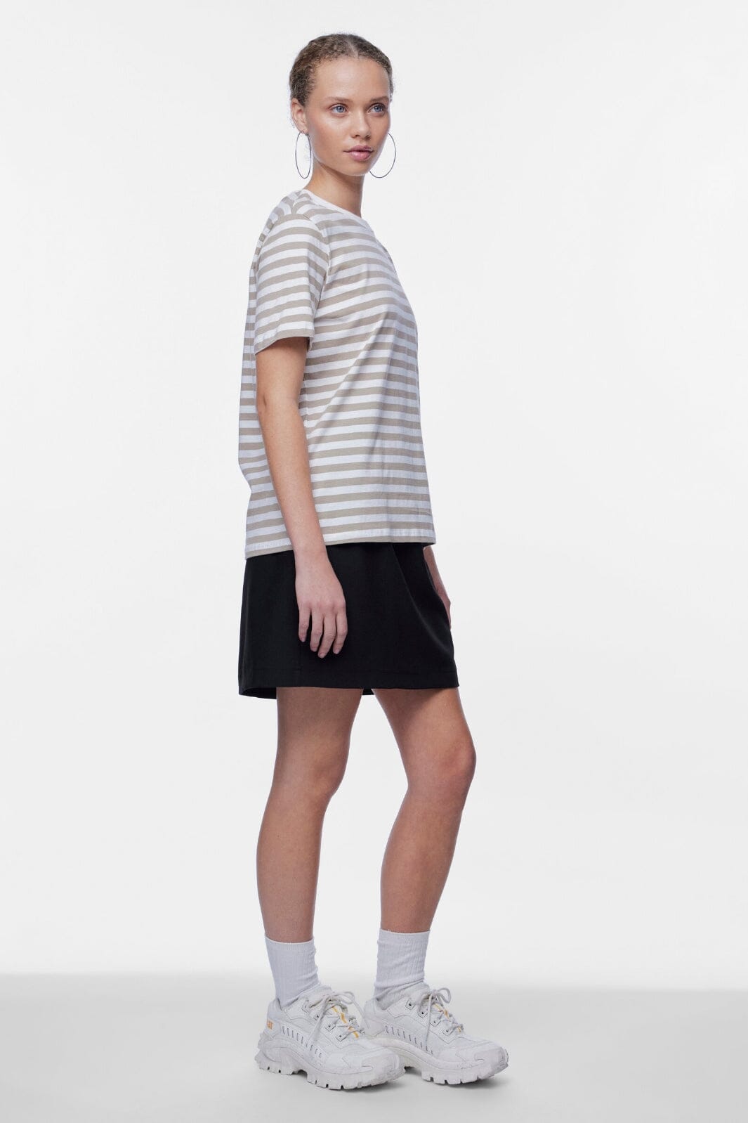 Pieces Pcria Ss Tee Stripes 4400579 silver mink bright white