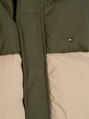 Jaqueta puffer essencial com blocos de cores e enchimento de plumas