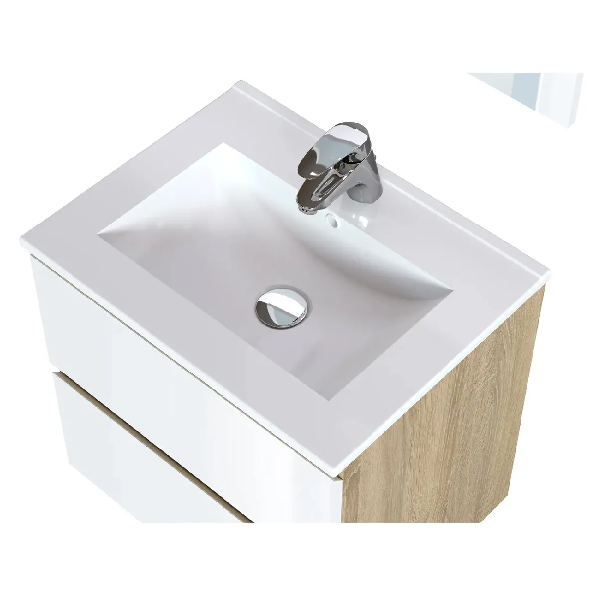 Pegane Meuble de salle de bain 60 cm - Chêne/Blanc