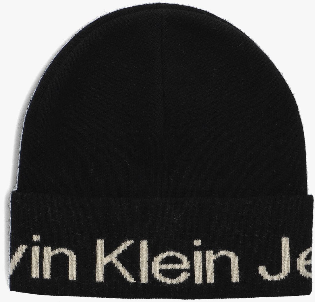 CALVIN KLEIN zwarte calvin klein muts logo beanie
