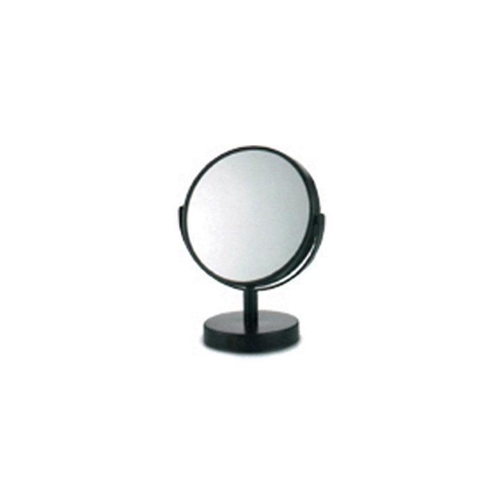 Miroir de salle de bains grossissant, rond, à poser, en métal noir