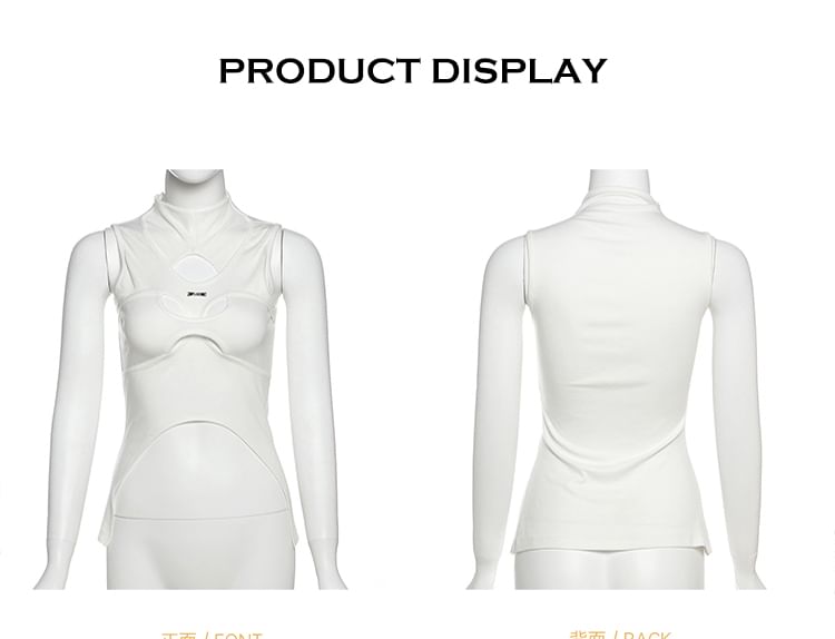 Bababy - Tanktop met geplooide hals, asymmetrische uitsparing en slanke pasvorm