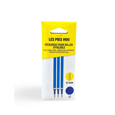 Les Prix Mini - Pack de 3 recharges pour stylo gel effaçable - bleu