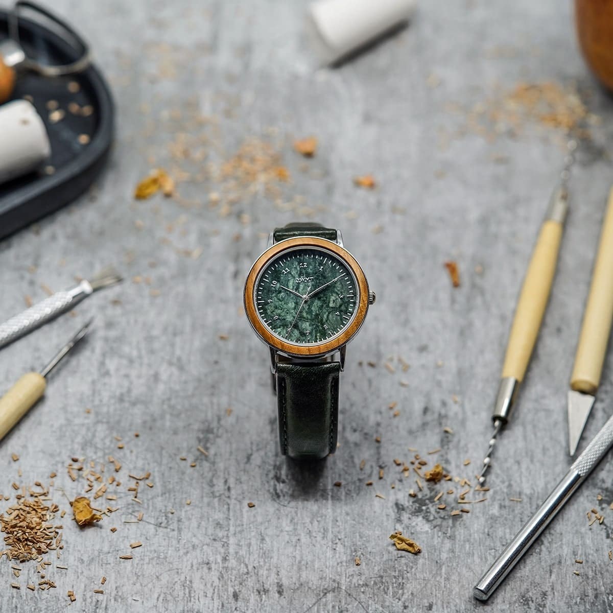 DWYT- Montre en bois - OPUS VERTE