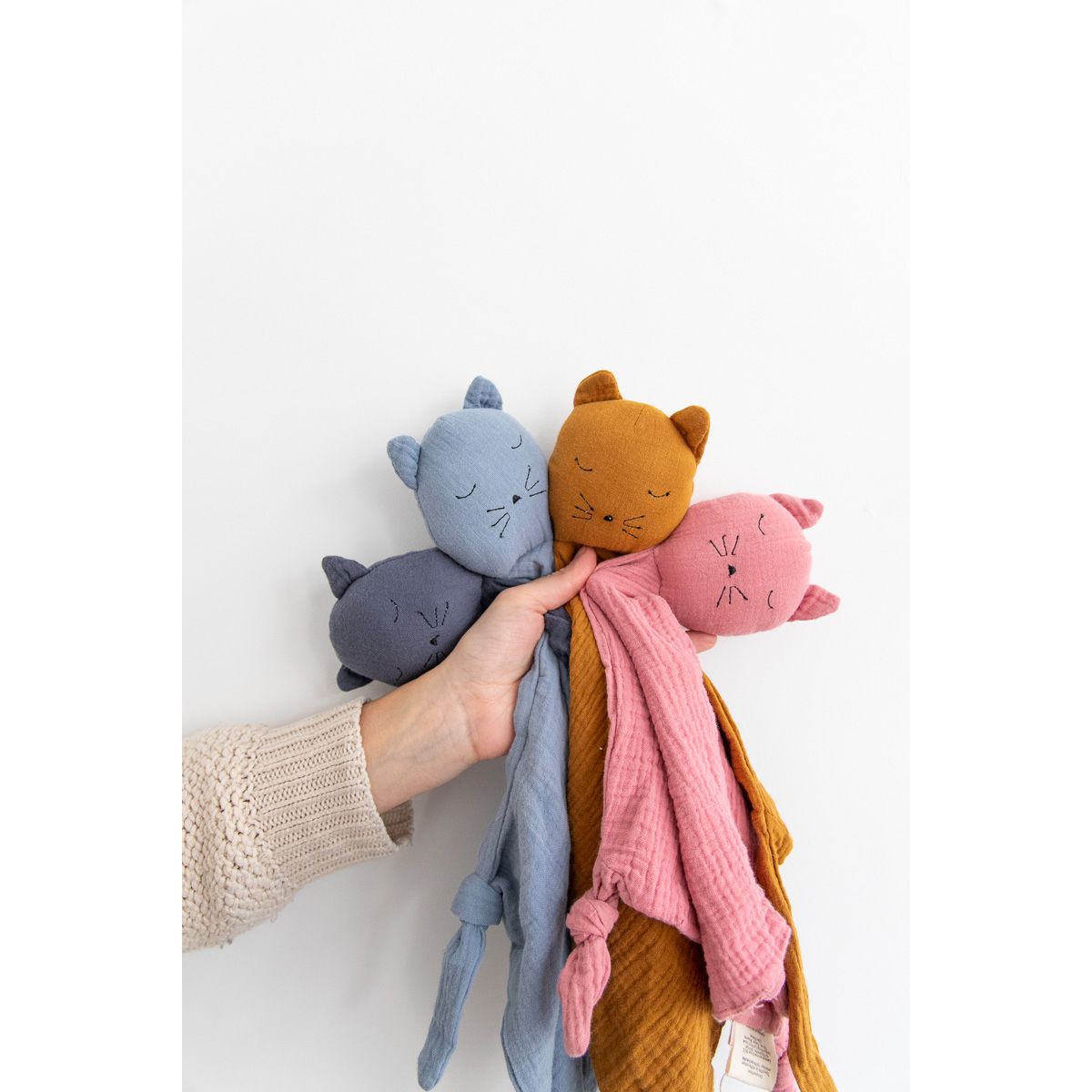 Doudou lange chat jaune moutarde Frisette