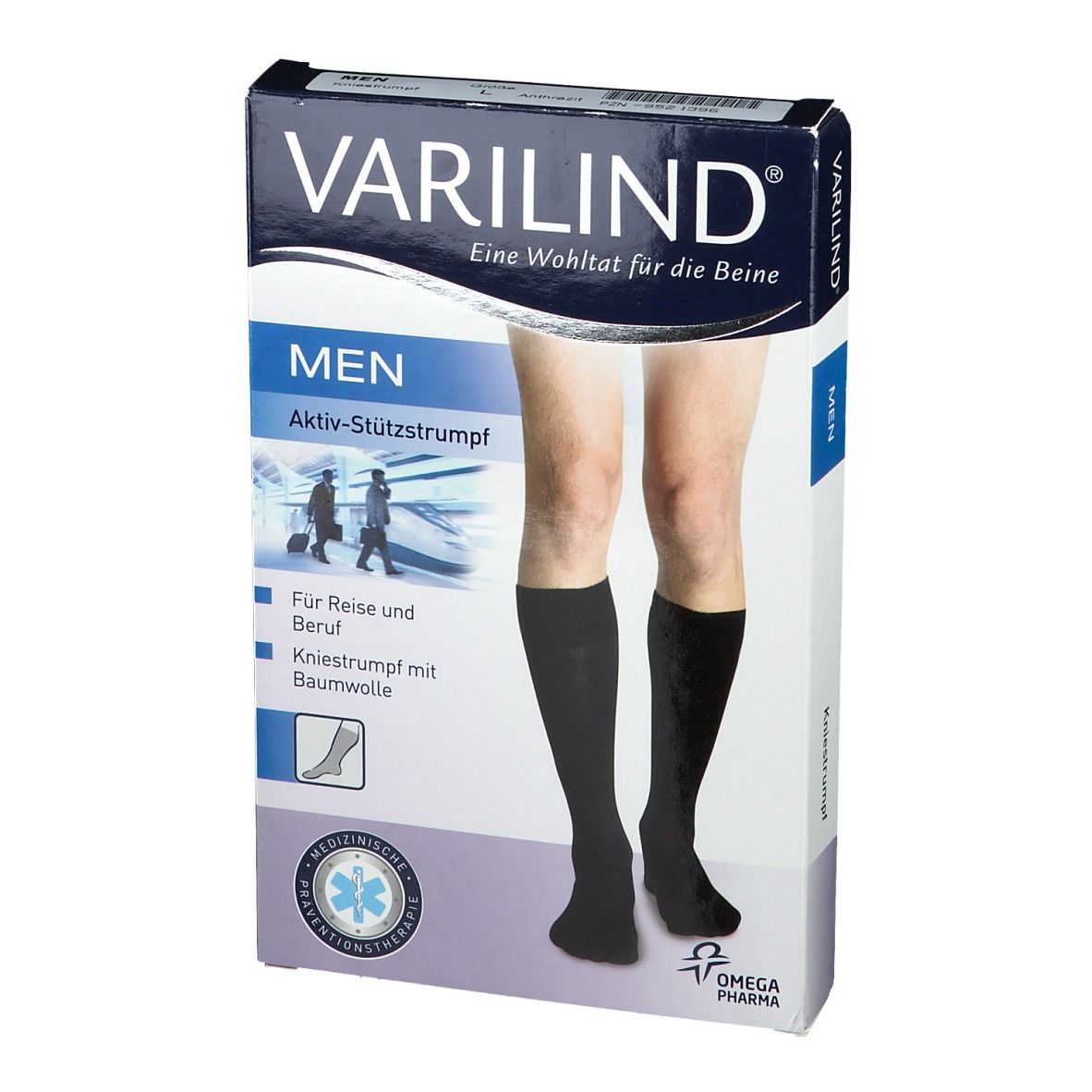 VARILIND® Men Kniestrümpfe 180 DEN anthrazit Gr. L (42,5-45)
