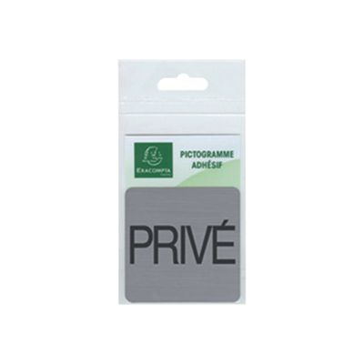 Exacompta - Plaque de signalisation Privé - 75 x 75 mm - aluminium brossé