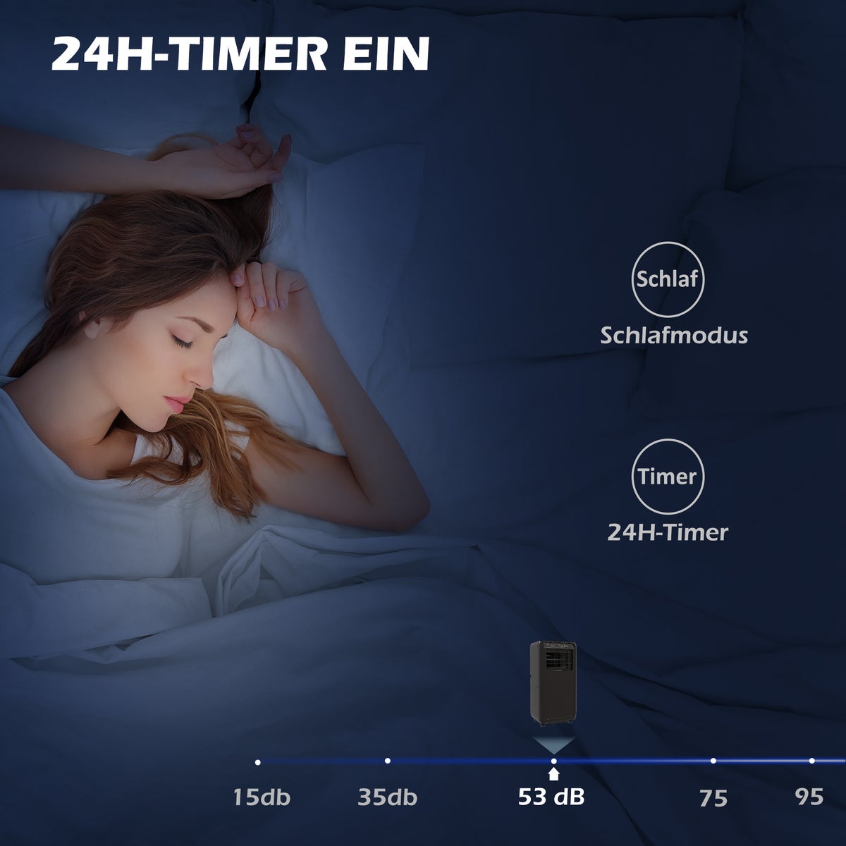 HOMCOM Draagbare airconditioner, 3-in-1 airconditioner met uitlaatslang, 9000 BTU/u (2600 W), met LED-display, 33L x 28B x 68,5H cm, ABS-kunststof, zwart