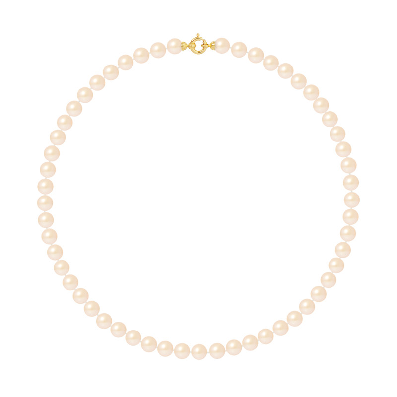 Collier Rang - Perles de Culture d'Eau Douce - Rose Naturel  - Or Jaune