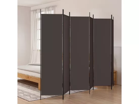 Cloison de séparation 6 panneaux Marron 300x200 cm Tissu