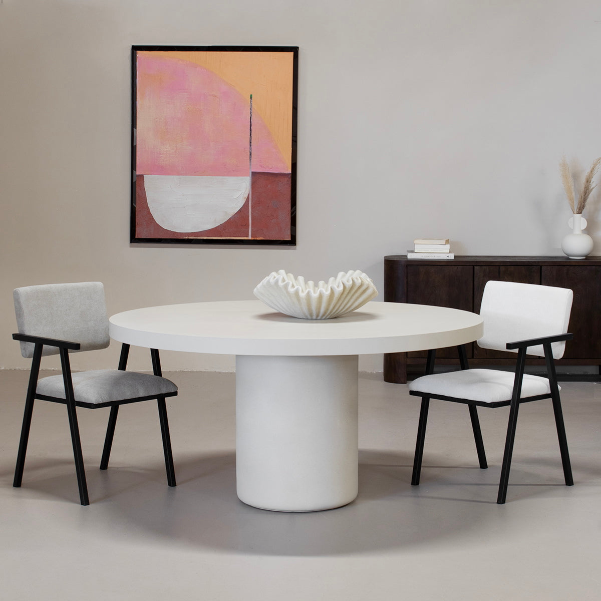 Giga Meubel - Eettafel Rond Beige 150cm - Eco Composiet - Eden