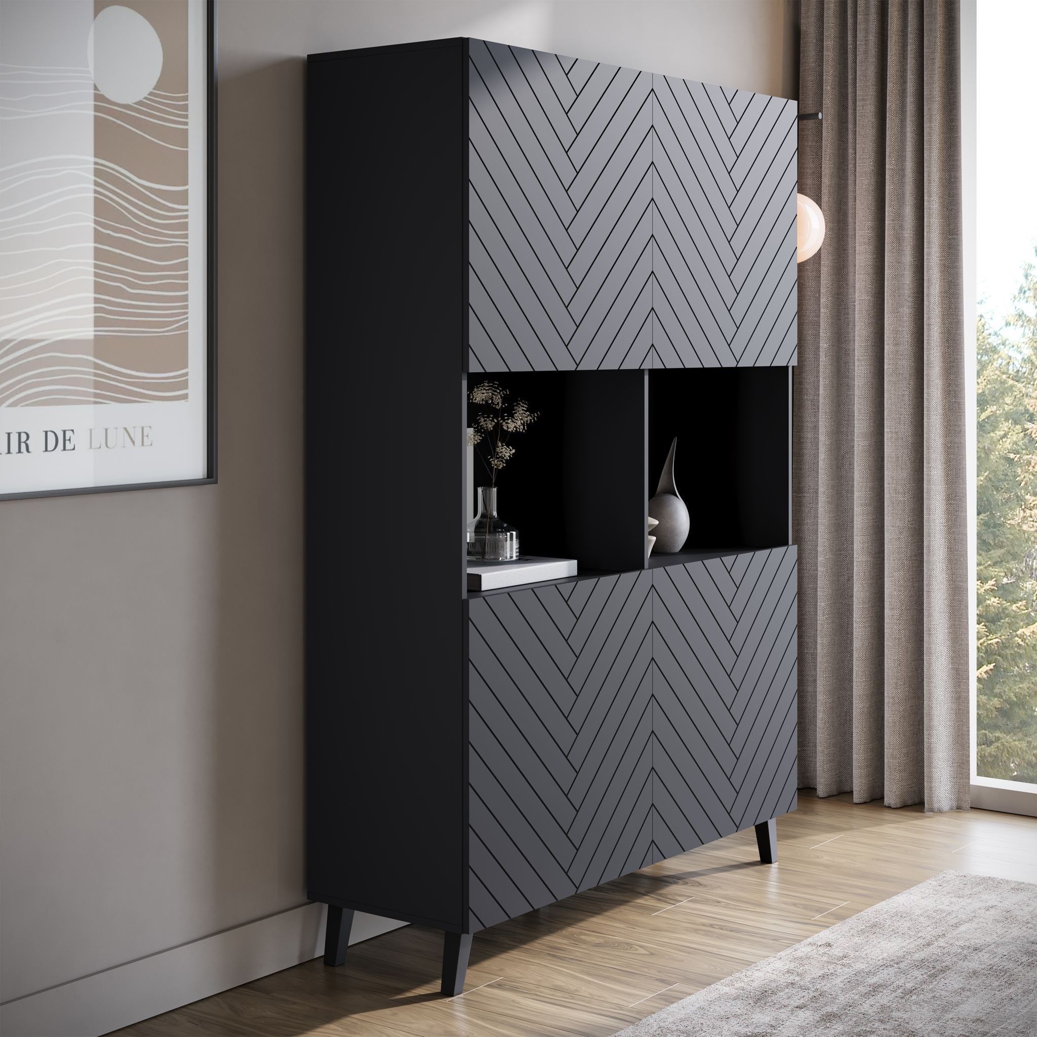 Meubella - Dressoir Pulse 2 - Zwart - 120 cm