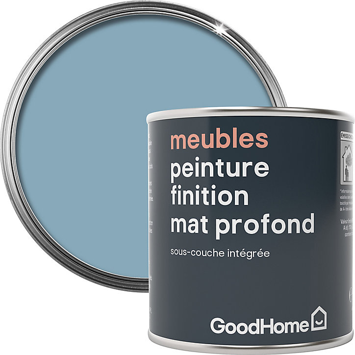 Peinture de rénovation meubles GoodHome bleu Monaco mat profond 125ml