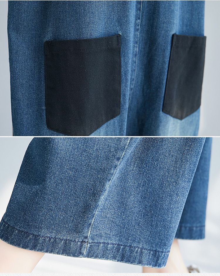 Lewwe - Denim jumpsuit met wijde pijpen