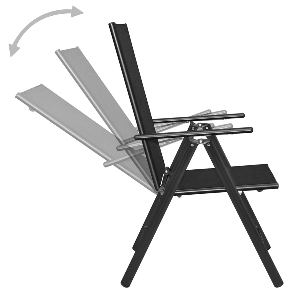 Mobilier de bistro 3 pièces aluminium et textilène noir