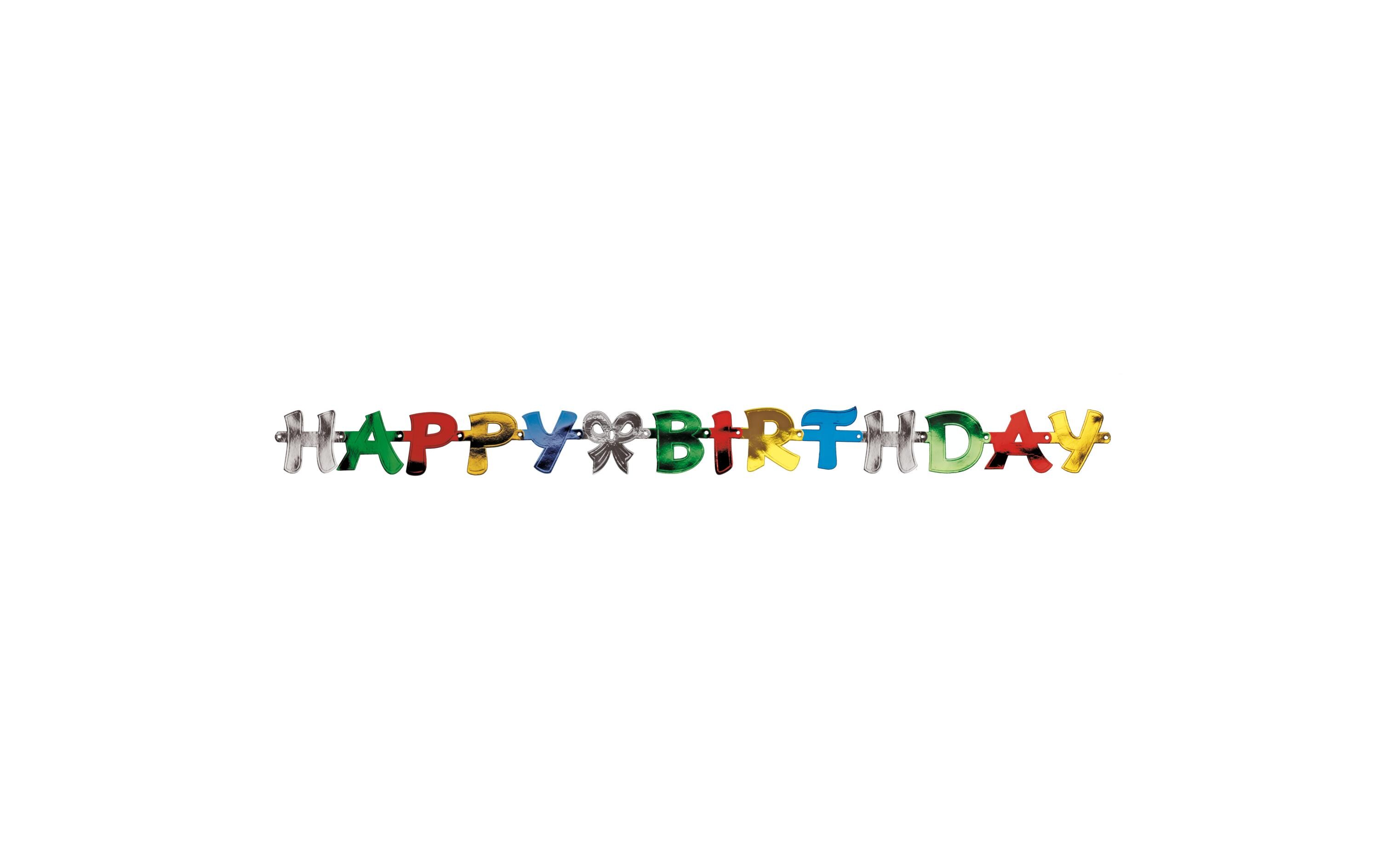 Girlande Happy Birthday 1.4 m, MehrfarbigPapier-Girlande