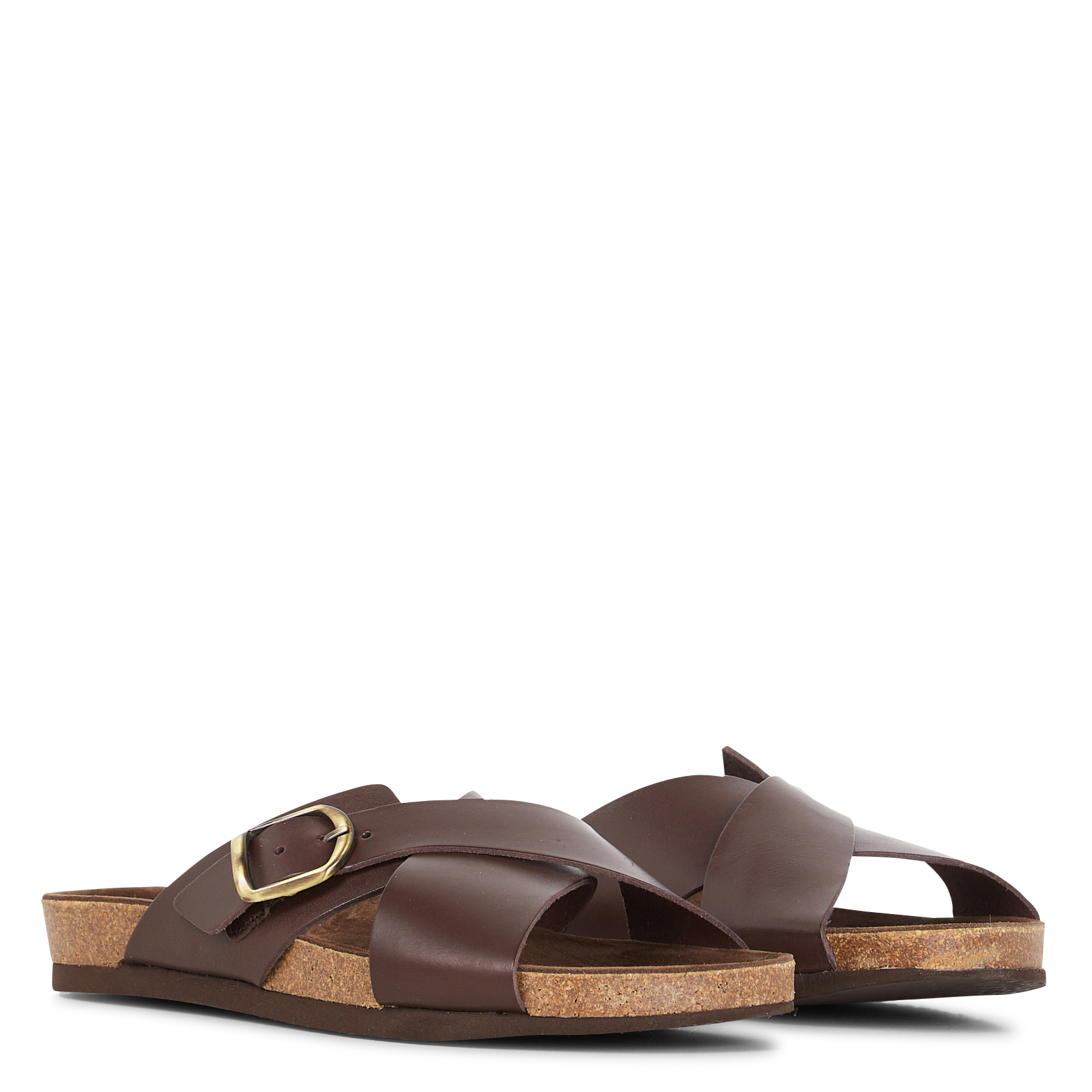 JAMES - Mules plates en cuir | Marron